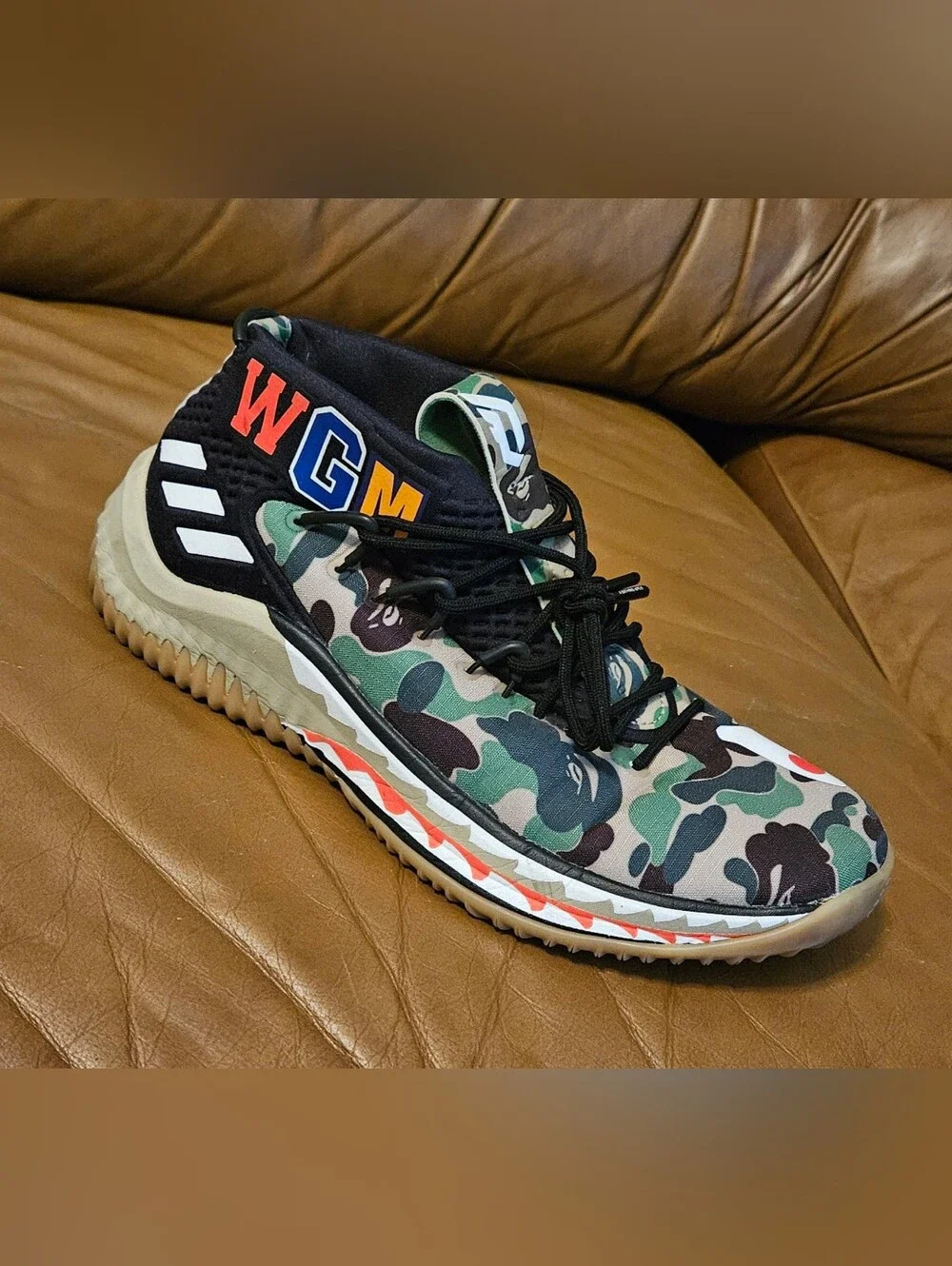 Men's Adidas Bathing Ape Dame 4 Camo WGM Sneakers Size 7